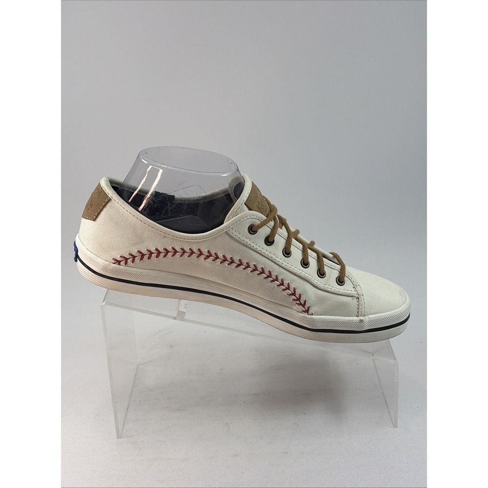 Keds Kickstart Pennant Shoes Women's Sz 9.5 Off White Baseball Stitched Comfort - Picture 5 of 14